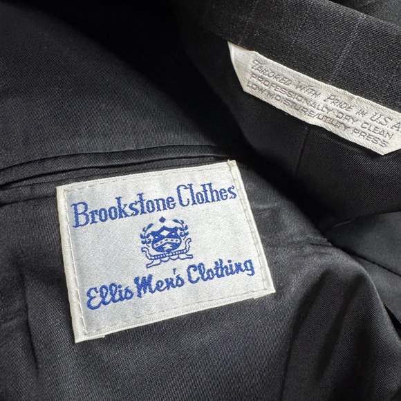 Vintage‎ USA Brookstone Men's 44L 36W Wool Gray Pinstripe Two-Piece Suit - Picture 10 of 12